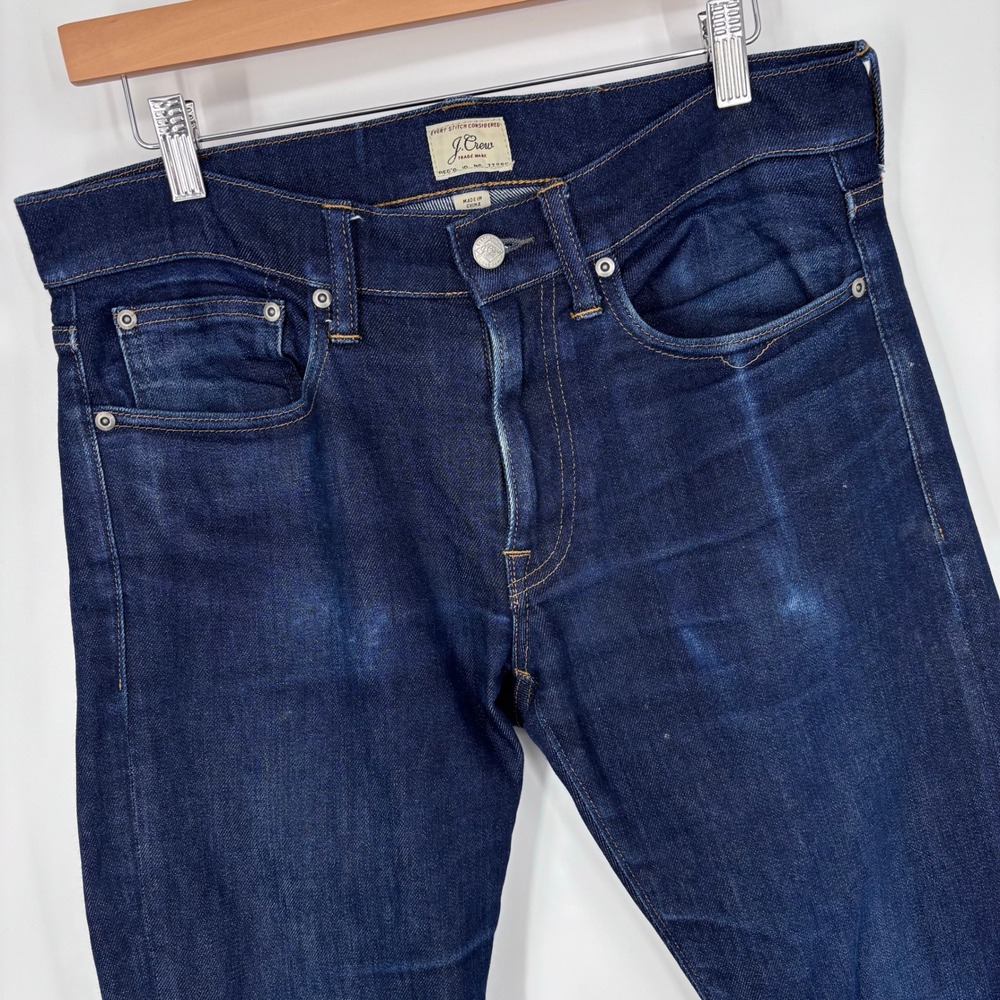 J Crew x Kurabo 250 Skinny Fit Jeans Mens 32x31 (Tag 32x32) Indigo Pocket Fades